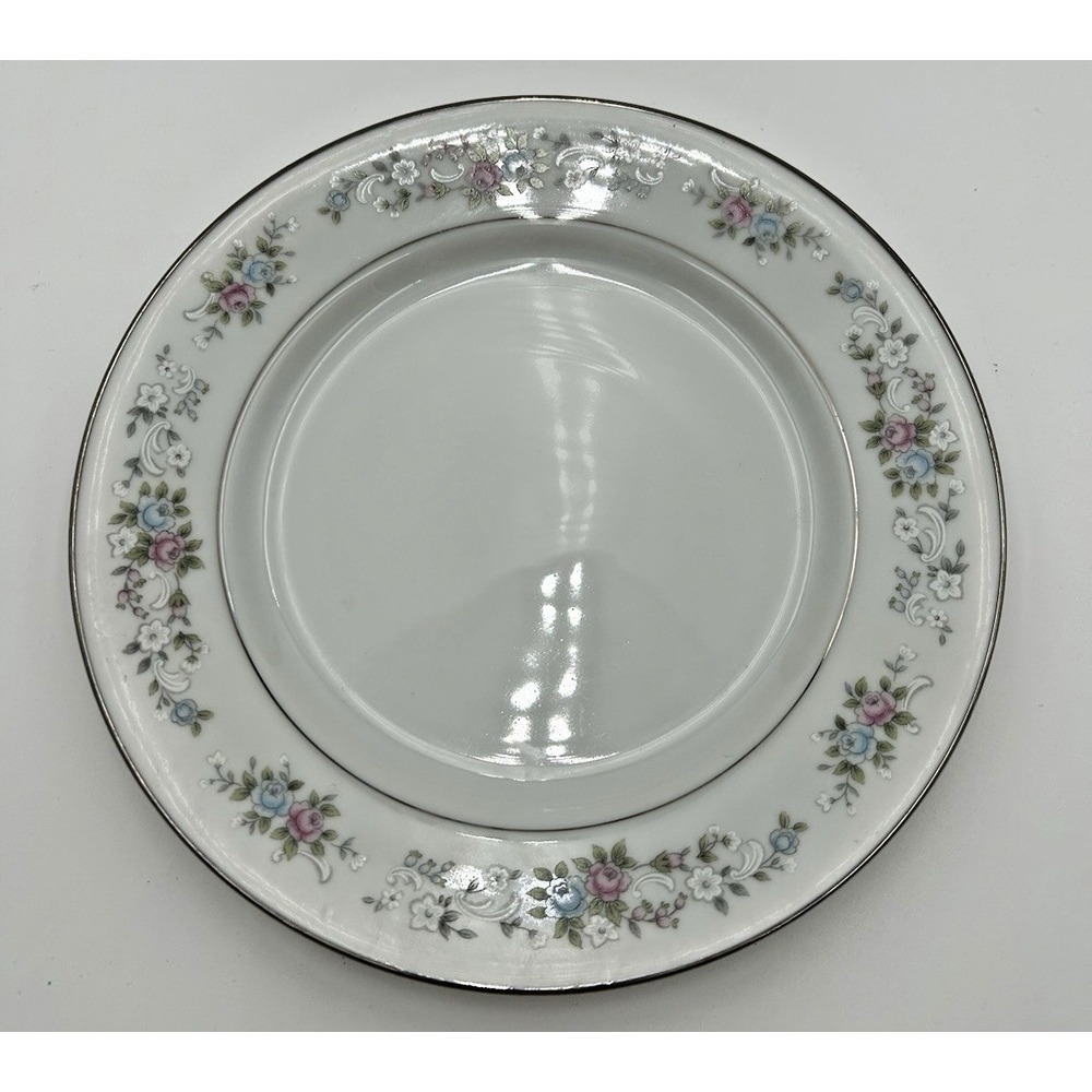 Carlton Fine China Corsage Floral Platinum Lining Salad Bread Plate Japan 481